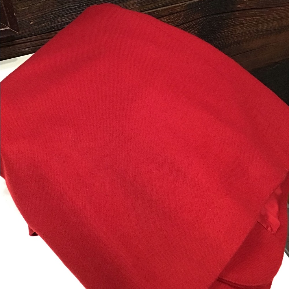 Sag Harbor Womens Wool Blazer Size 14P Single Breasted Shoulder Pads Red Jacket - Picture 13 of 15